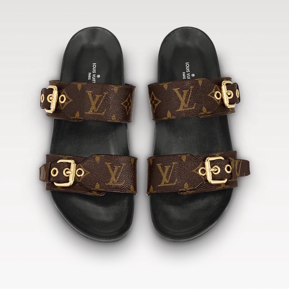 Louis Vuitton Dark Brown Monogram Slides - Picture 5 of 8